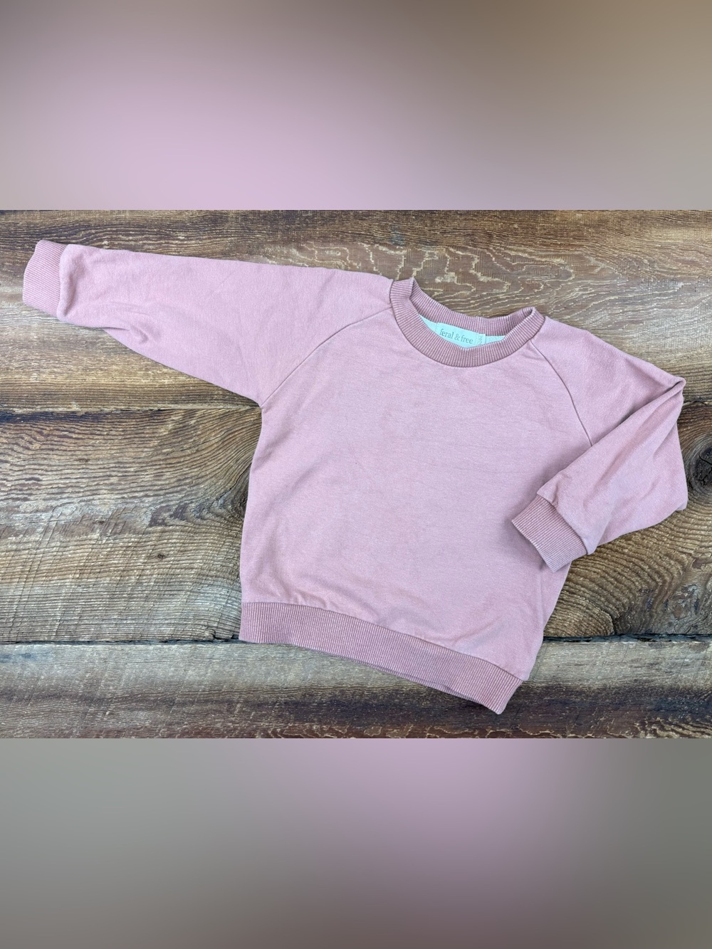 Kids Organic Cotton Crewneck Sweatshirt in Dusty Pink